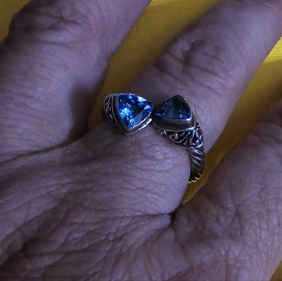 Gorgeous and Unique London Blue Topaz Ring Set in 925 Sterling Silver/ Size 8 - Picture 5 of 16